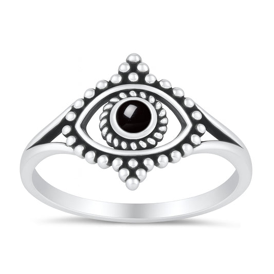 Silver Stone Ring - Evil Eye