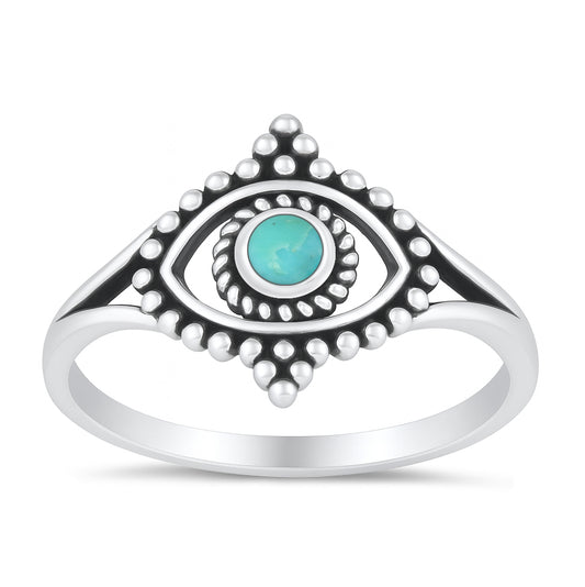 Silver Stone Ring - Evil Eye