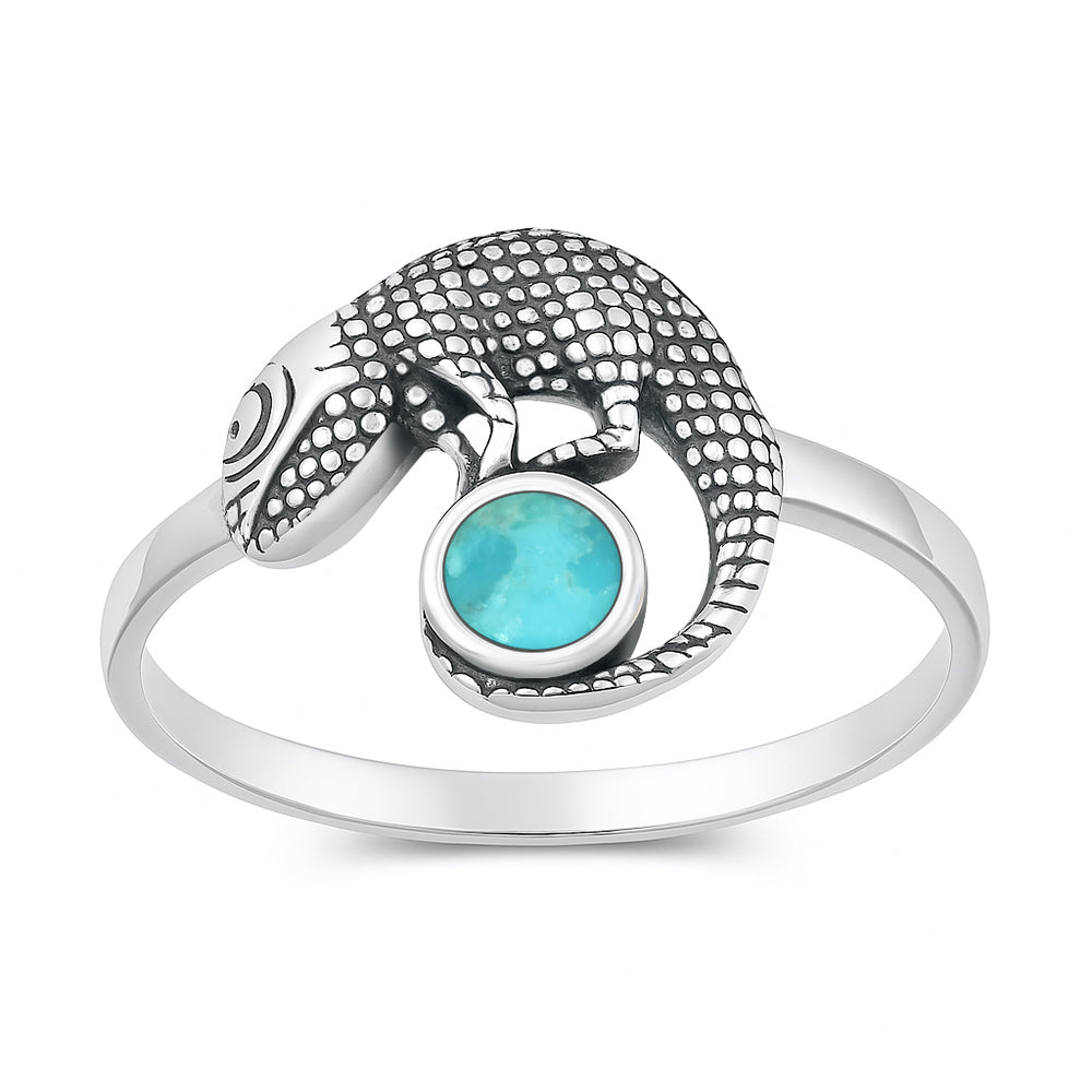 Silver Stone Ring - Lizard
