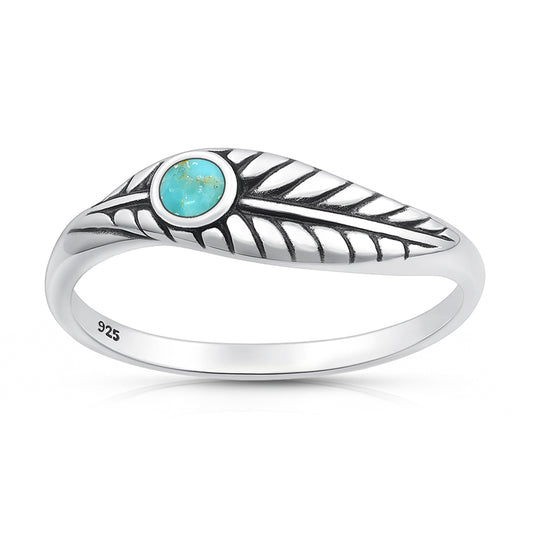 Silver Stone Ring - Leaf