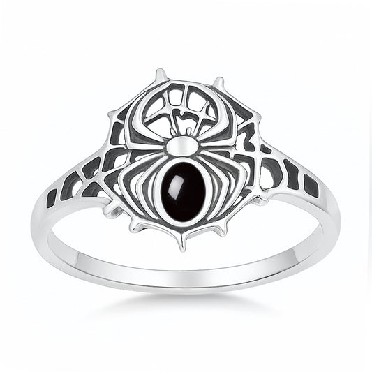 Silver Stone Ring - Spider