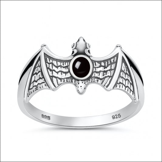 Silver Stone Ring - Bat