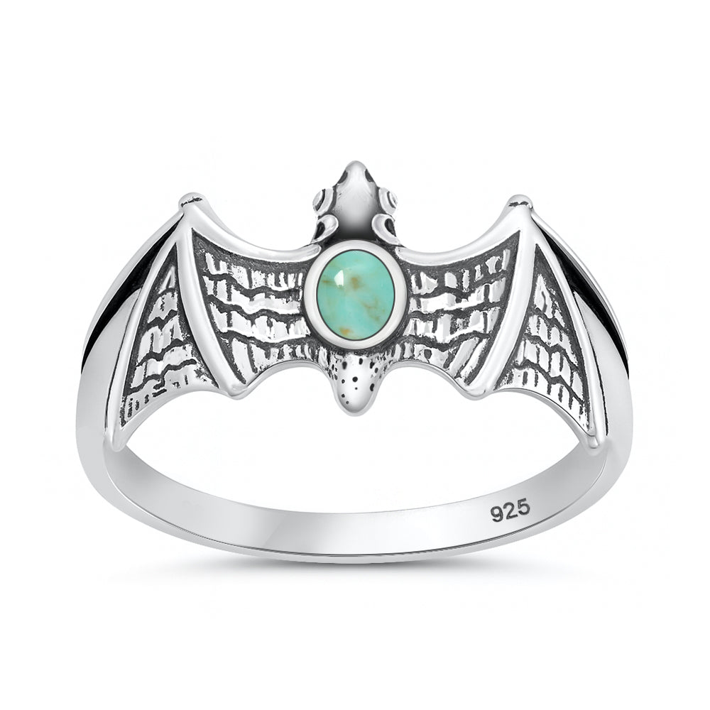 Silver Stone Ring - Bat