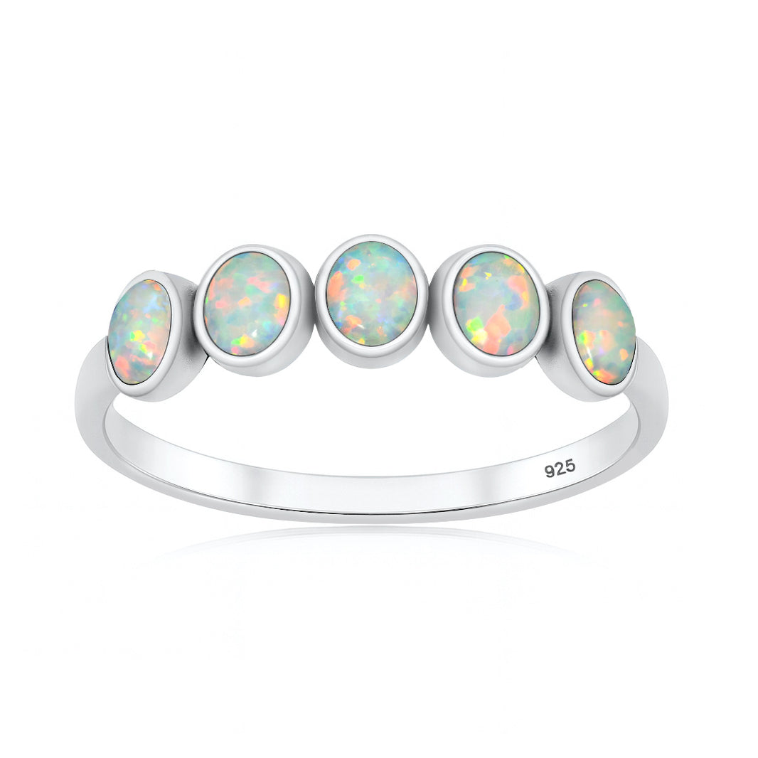 Silver Lab Opal Ring - Five Stone