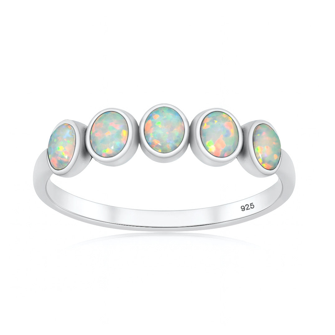Silver Lab Opal Ring - Five Stone
