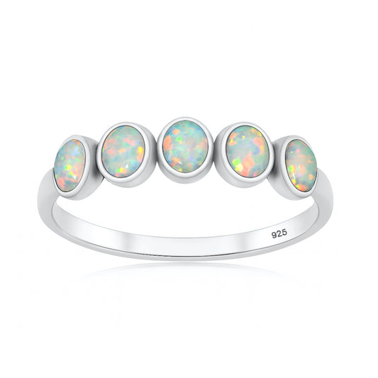 Silver Lab Opal Ring - Five Stone