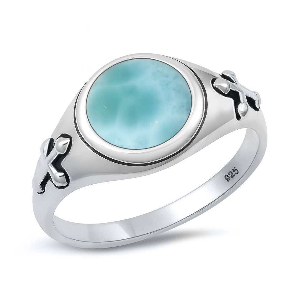 Silver Stone Ring - Medieval Cross