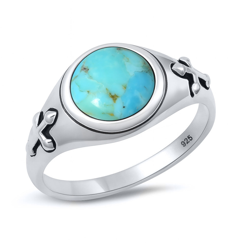 Silver Stone Ring - Medieval Cross