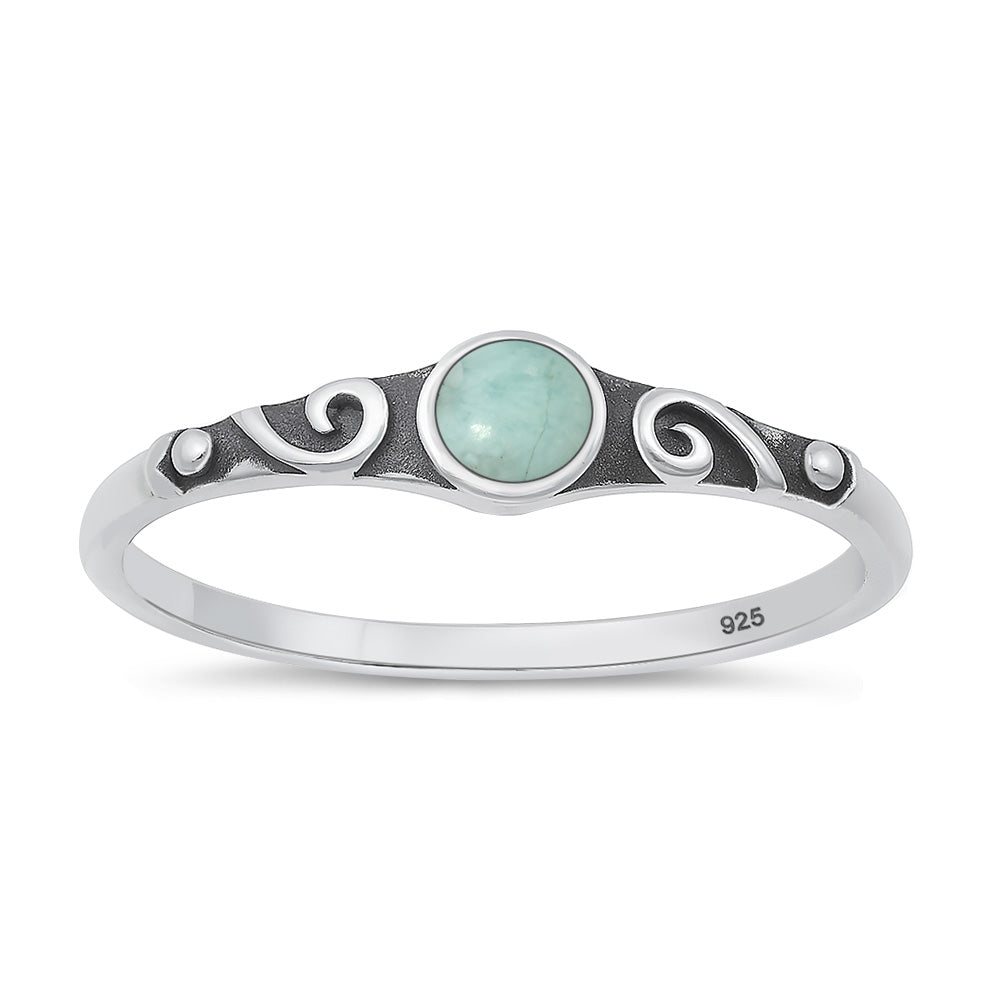 Silver Stone Ring - Vintage Swirl