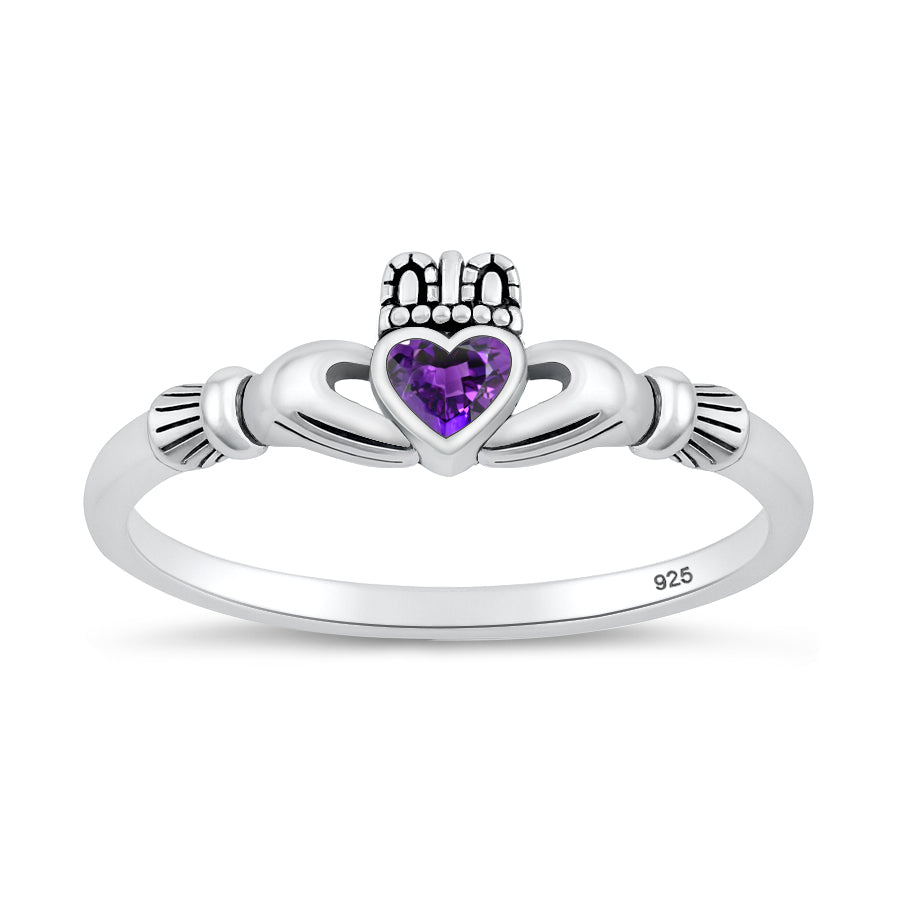Silver CZ Ring - Claddagh