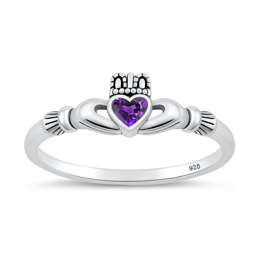 Silver CZ Ring - Claddagh