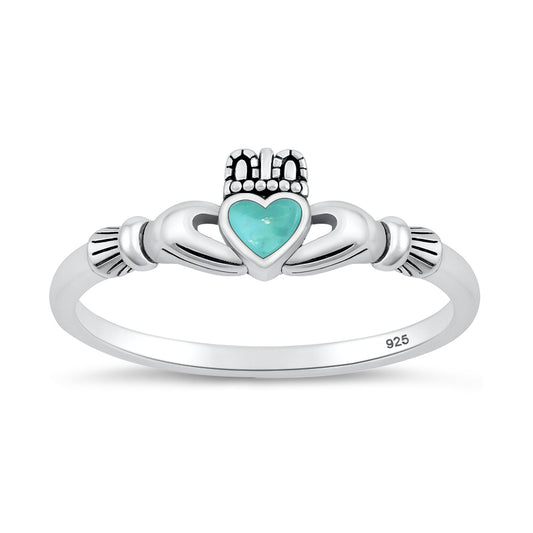 Silver Stone Ring - Claddagh