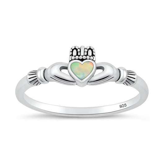 Silver Stone Ring - Claddagh