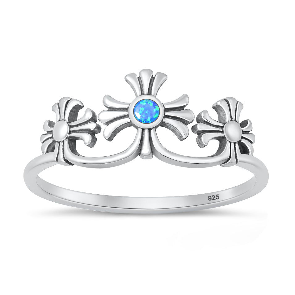 Silver Lab Opal Ring - Crosses