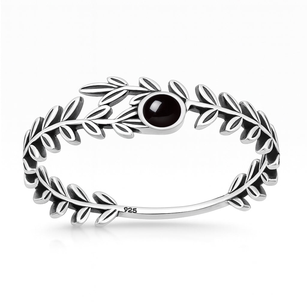 Silver Stone Ring - Wreath