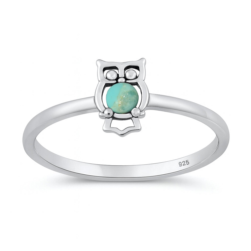 Silver Stone Ring - Owl