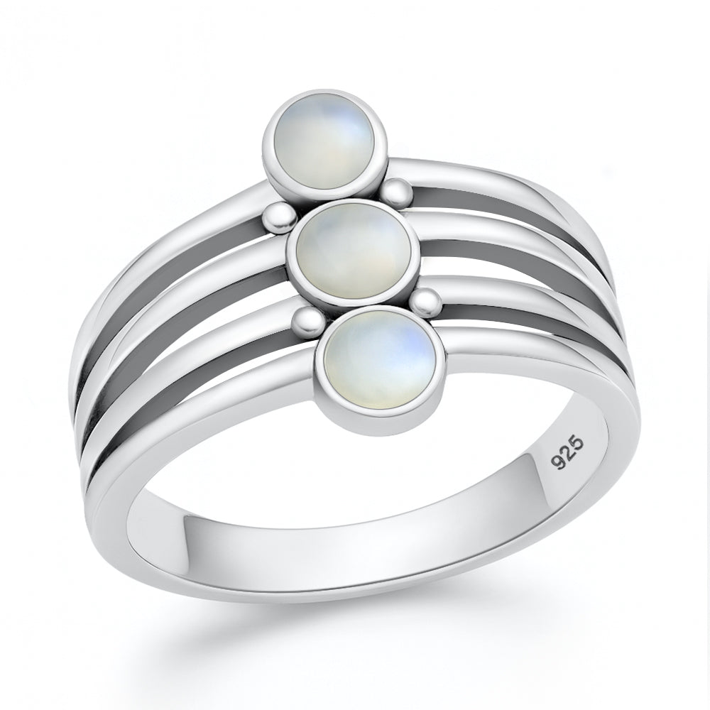 Silver Stone Ring - Stacked Stones