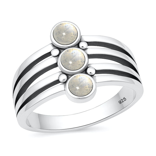 Silver Stone Ring - Stacked Stones