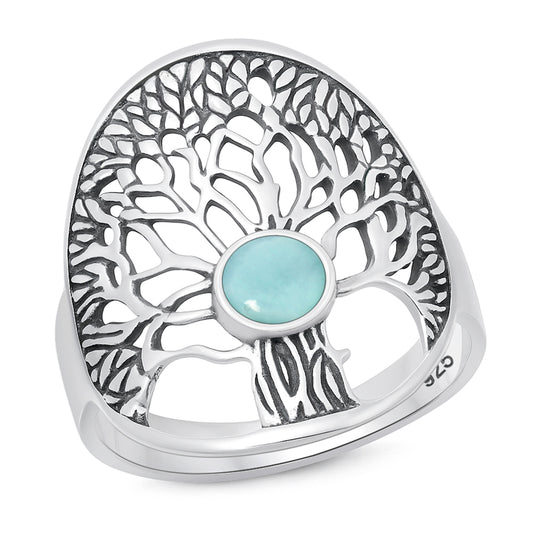 Silver Stone Ring - Tree of Life