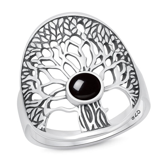 Silver Stone Ring - Tree of Life