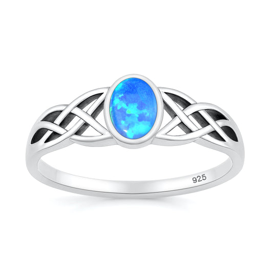 Silver Lab Opal Ring - Celtic