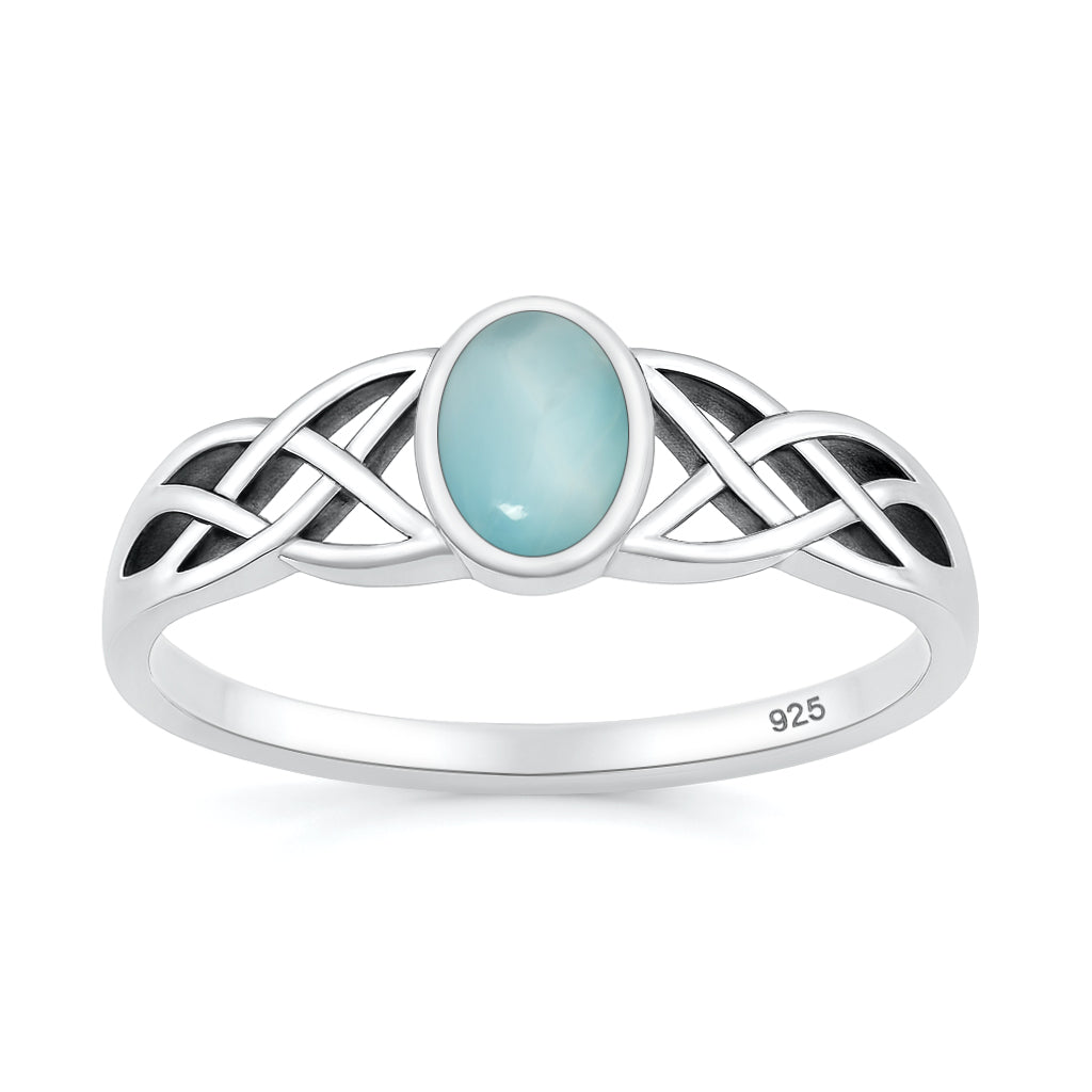 Silver Stone Ring - Celtic