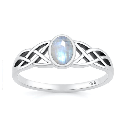 Silver Stone Ring - Celtic