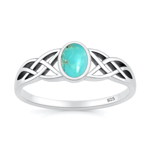 Silver Stone Ring - Celtic