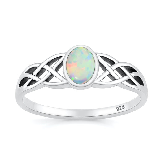 Silver Lab Opal Ring - Celtic