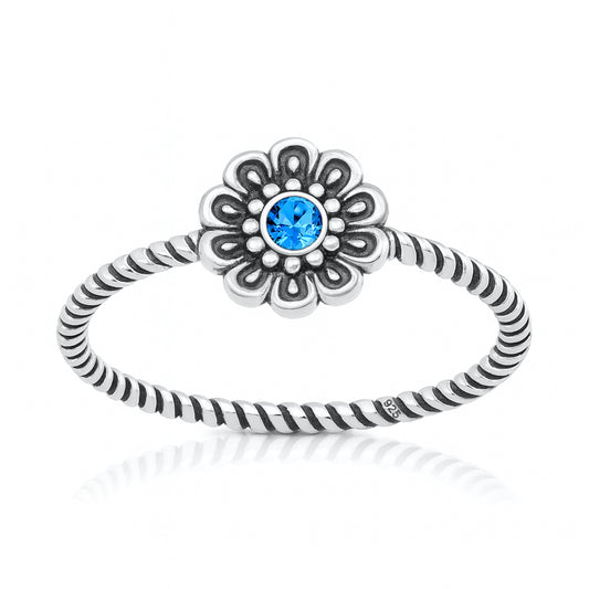 Silver CZ Ring - Flower
