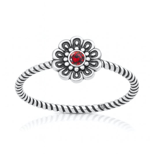 Silver CZ Ring - Flower