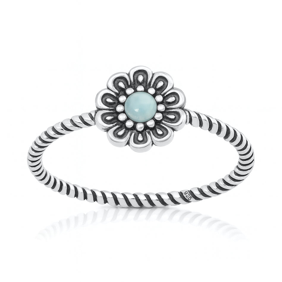 Silver Stone Ring - Flower