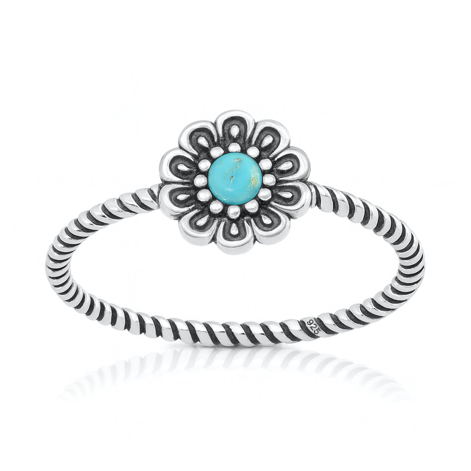 Silver Stone Ring - Flower