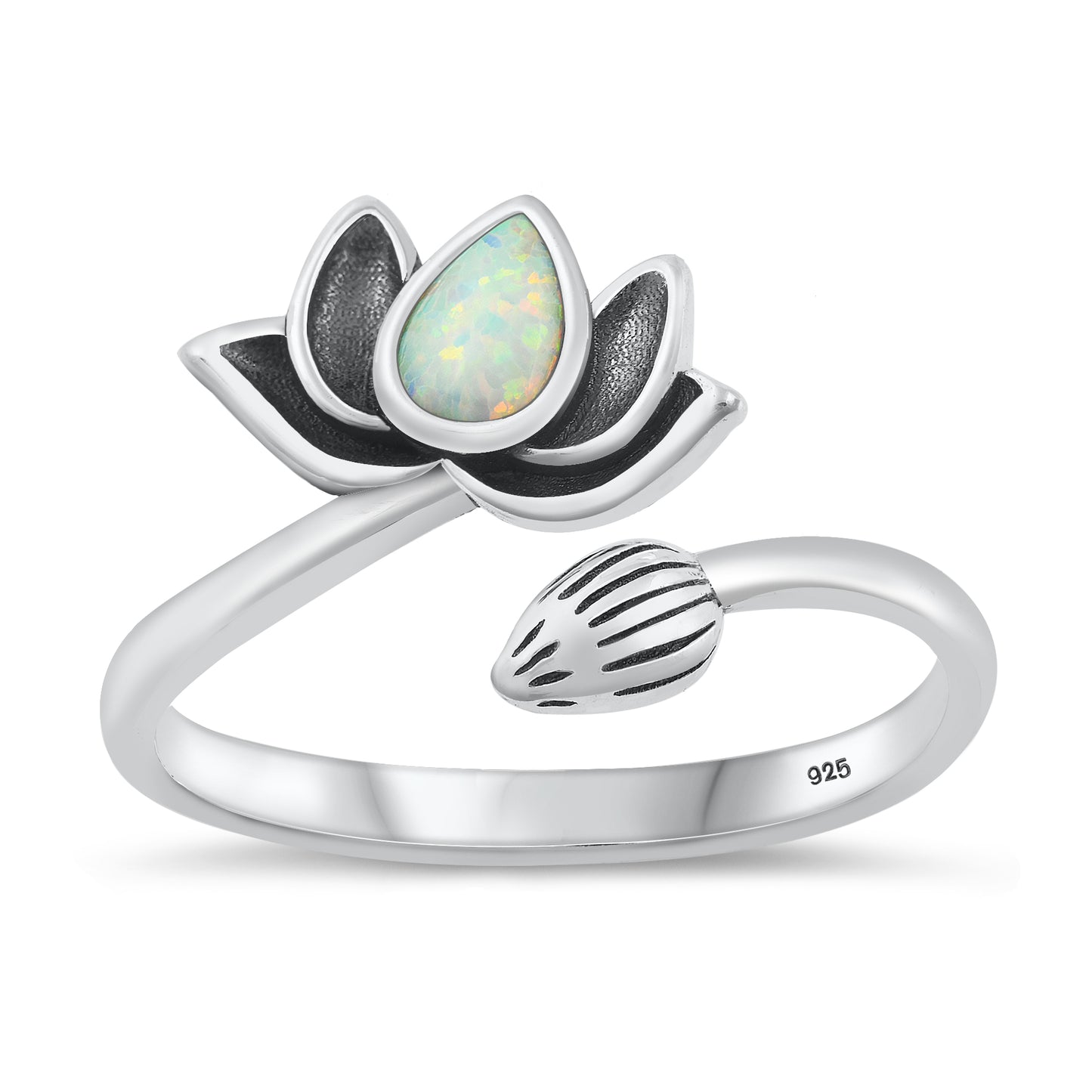 Silver Lab Opal Ring - Lotus