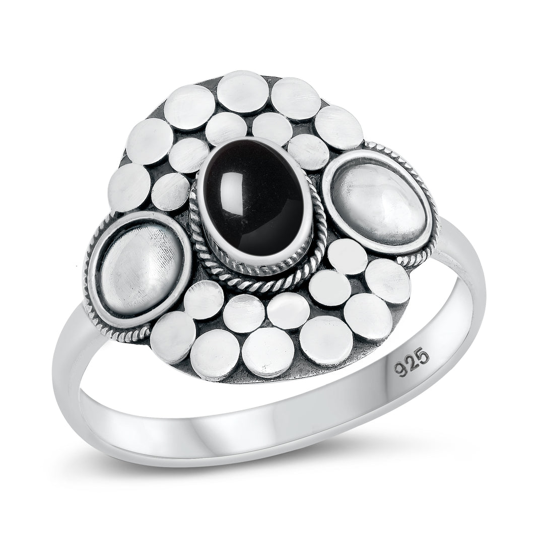 Silver Stone Ring - Bali Style