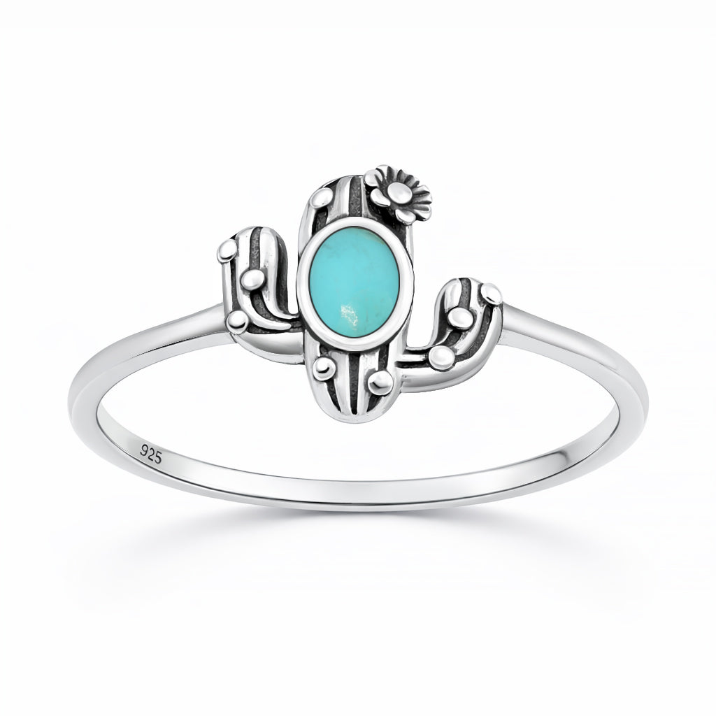 Silver Stone Ring - Cactus
