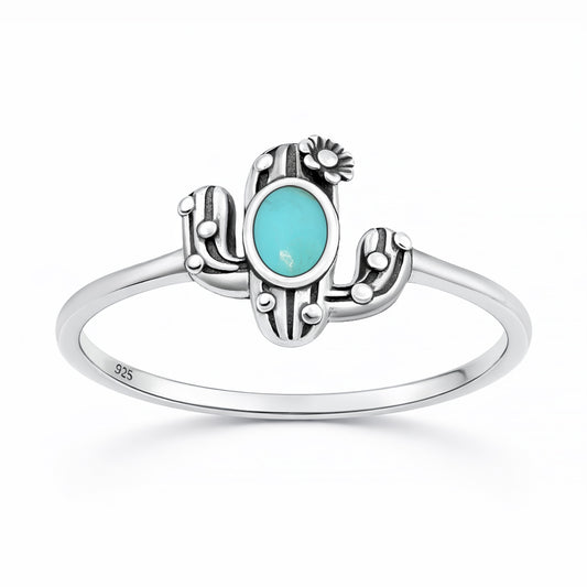 Silver Stone Ring - Cactus