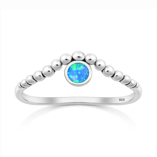 Silver Lab Opal Ring - Bead Design