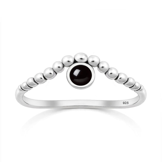 Silver Stone Ring - Bead Design