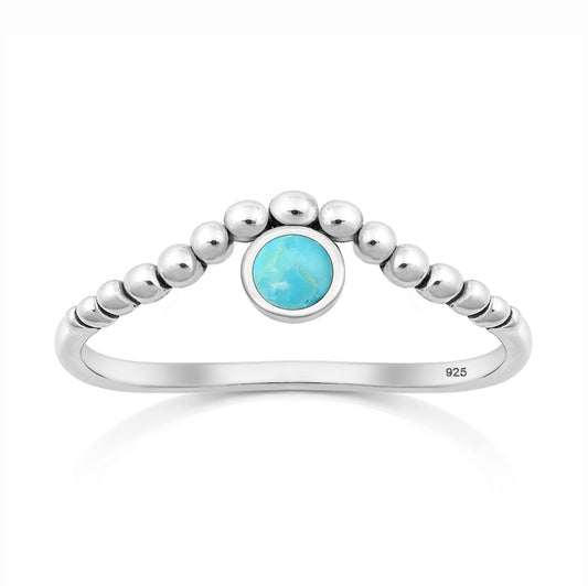 Silver Stone Ring - Bead Design