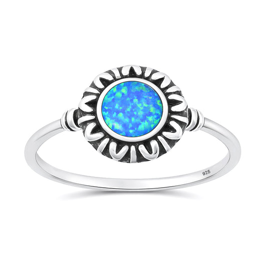 Silver Lab Opal Ring - Sunburst