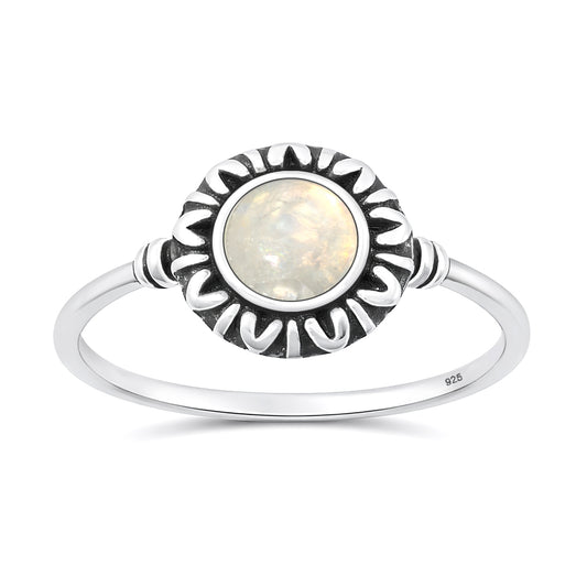 Silver Stone Ring - Sunburst