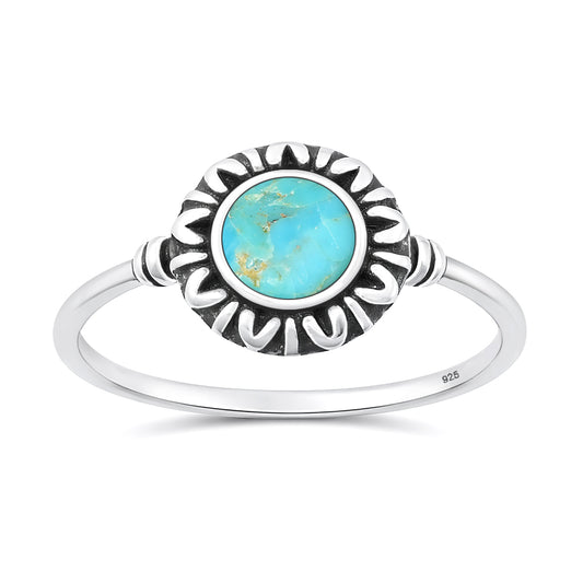 Silver Stone Ring - Sunburst