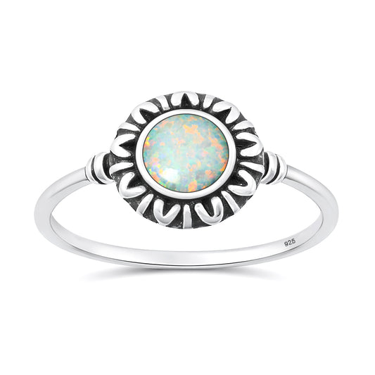 Silver Lab Opal Ring - Sunburst