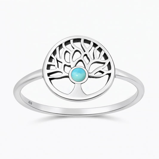 Silver Stone Ring - Tree of Life