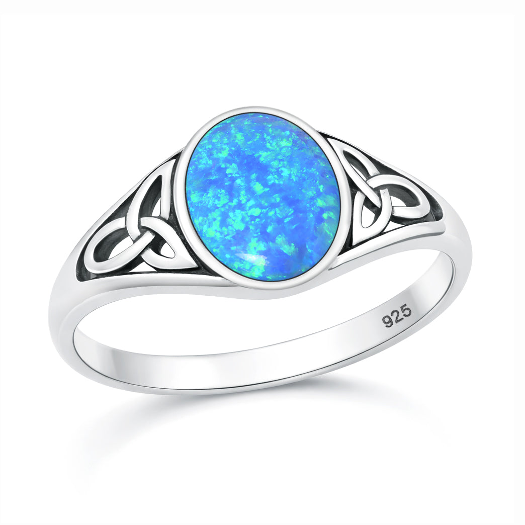 Silver Lab Opal Ring - Celtic Knot