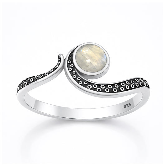 Silver Stone Ring - Tentacle