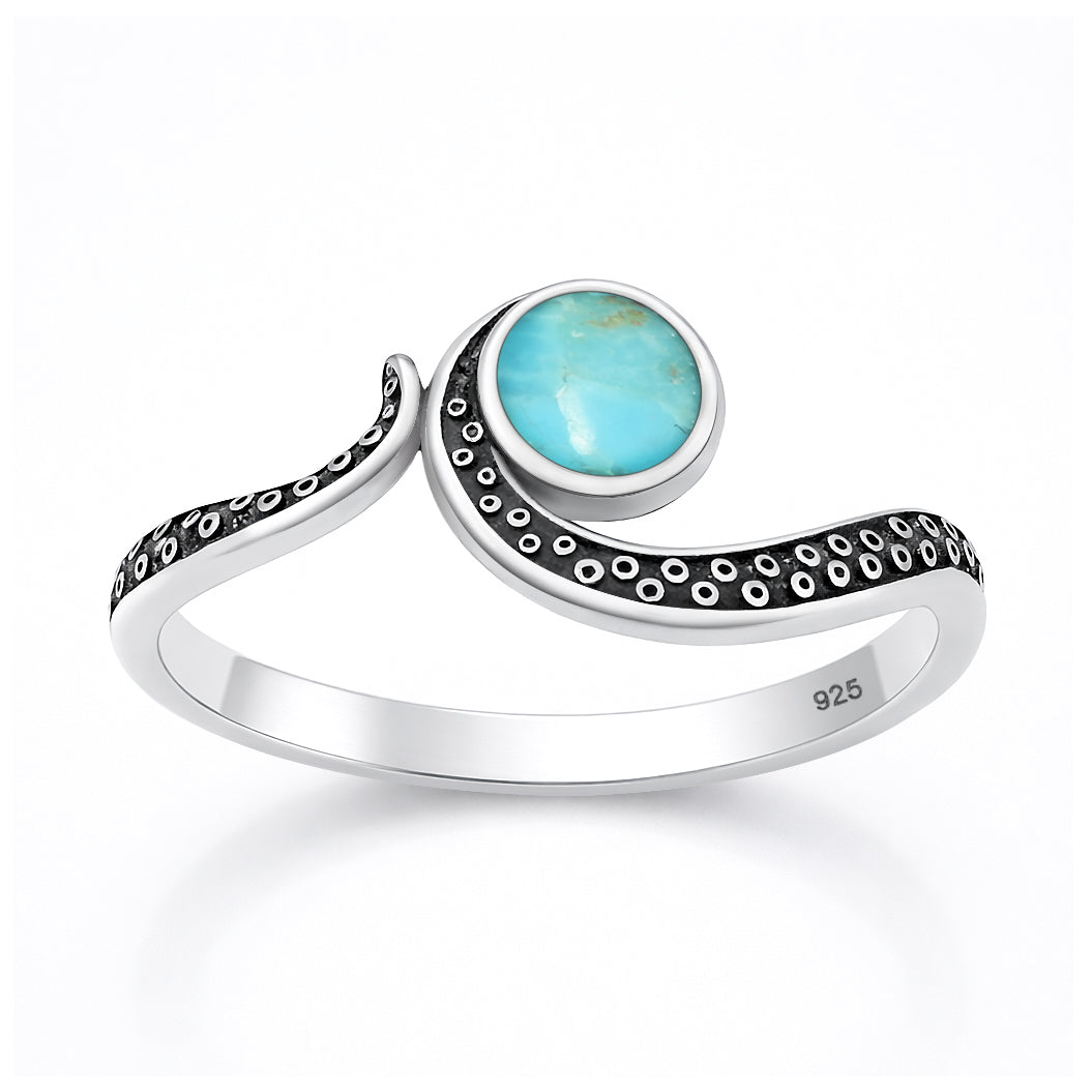 Silver Stone Ring - Tentacles