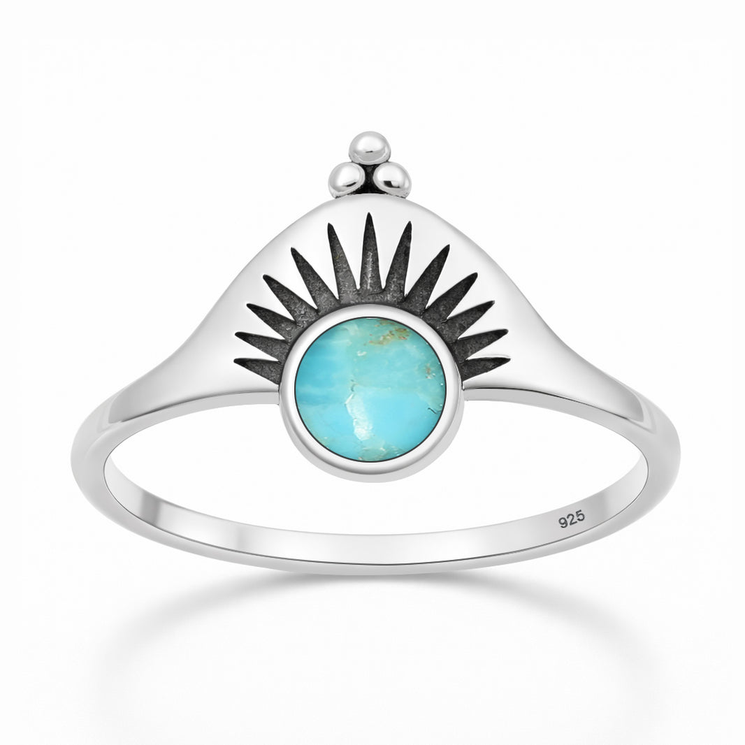 Silver Stone Ring - Sunburst