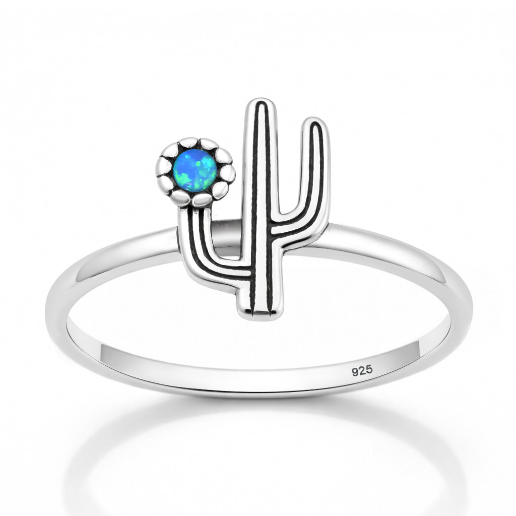 Silver Stone Ring - Cactus